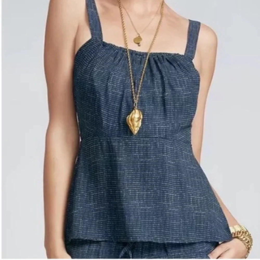 Cabi #403 Navy Peplum Dot Summer Tank size 8